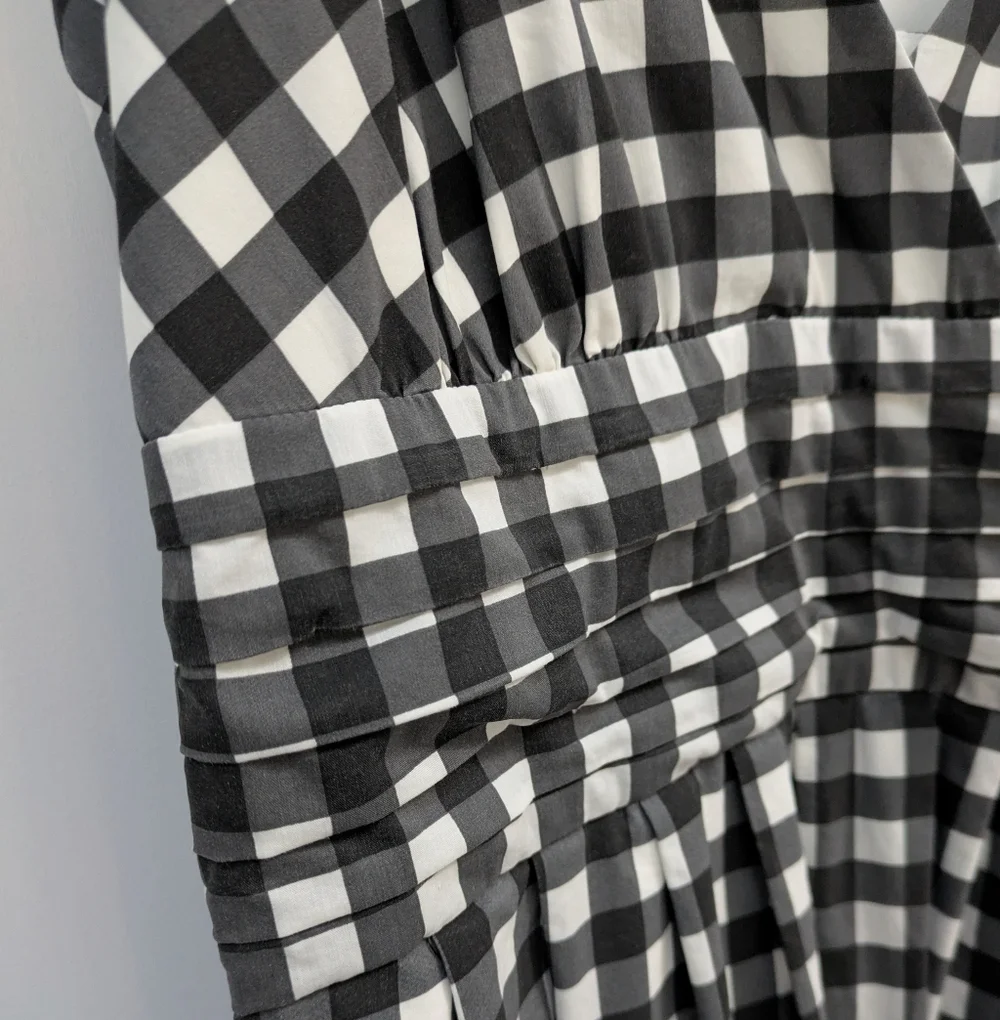 Banana Republic Factory Black and White Gingham Midi Dress with POCKETS!! - Picture 4 of 9